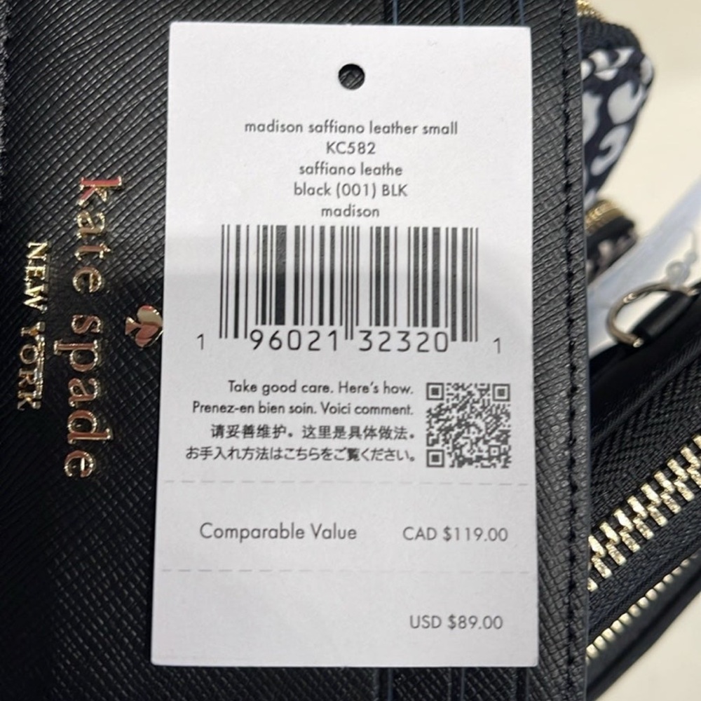 Kate Spade Madison Saffiano Leather Small Slim Card Holder
COLOR: Black 
NWT - Picture 15 of 16